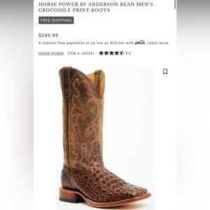 HORSE POWER BY ANDERSON BEAN MEN'S
CROCODILE PRINT BOOTS size 11